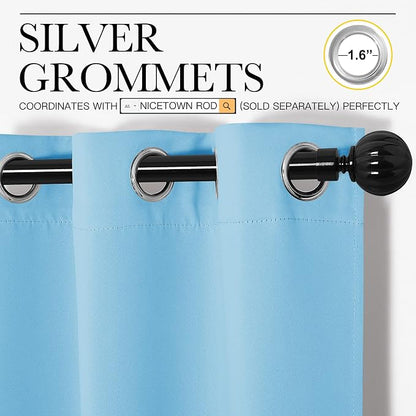 NICETOWN Light Blue Curtains for Nursery, Thermal Insulated Grommet Room - Image 3