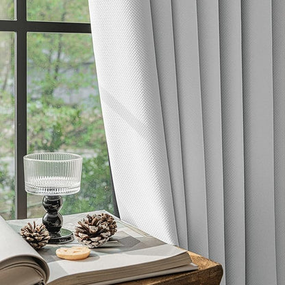 FMFUNCTEX 100% White Blackout Patio Sliding Glass Door Curtains 84 inch Length - Image 6