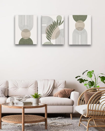 30x40CM Sage Green Boho Wall Art, Framed Canvas Bathroom Wall Art Pictures - Image 7