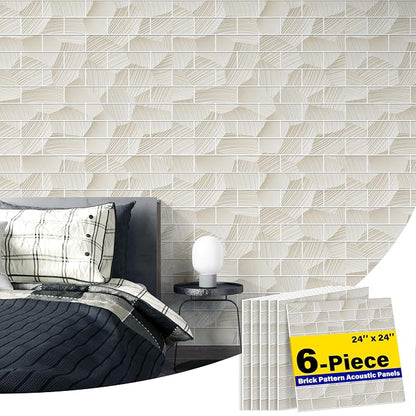6-Pack Acoustic Wall Panels Sound Absorbing Panels, 6-Piece 24" X 24" by HushHues