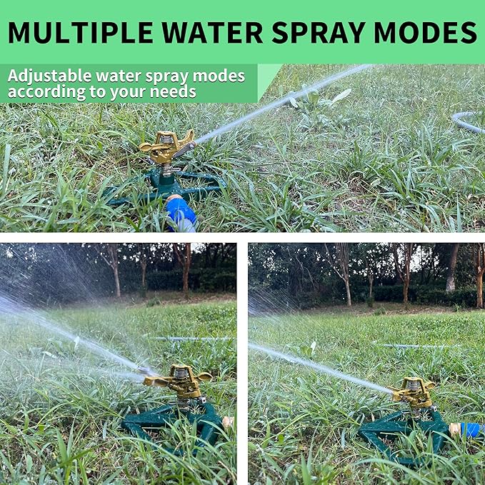 Impact Sprinklers for Yard with Metal Base, Heavy Duty Zinc Alloy Water Sprinkler for Lawn, Automatic 360° Roating for Large Lawn and Garden, Coverage up to 5,800 Sq.Ft, Silver