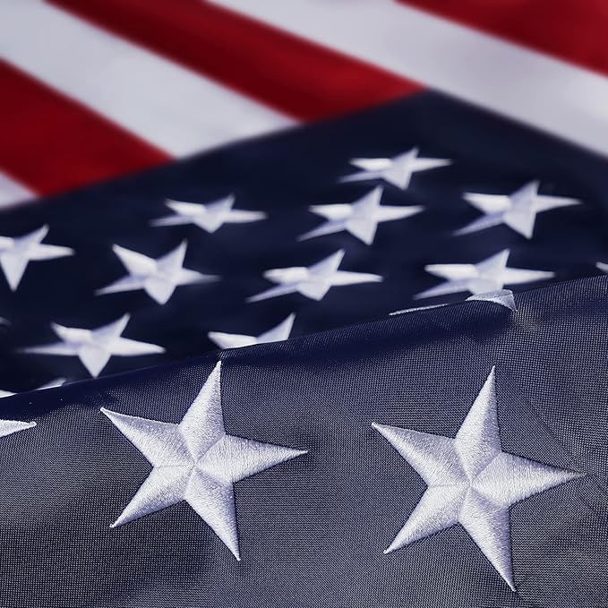 Homissor American Flag 8x12 Outdoor Heavy Duty - Embroidered Star Large USA 8x12 Ft Flags - Longest Lasting US Made from Nylon Sewn Stripes Indoor With 4 Brass Grommets