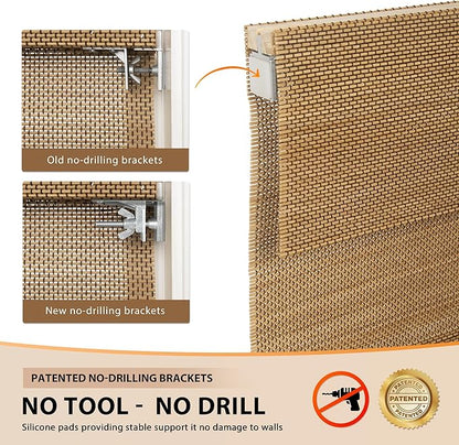 LazBlinds No Tools No Drill Cordless Bamboo Roman Shades, Custom Light - Image 3