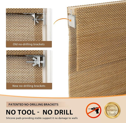 LazBlinds No Tools No Drill Cordless Bamboo Roman Shades, Custom Light - Image 3