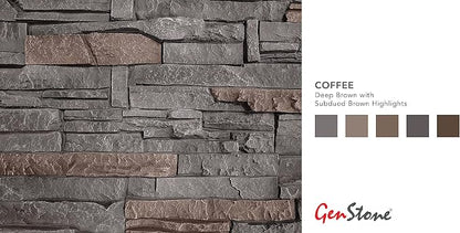 GenStone Faux Stacked Stone Panel 41" x 11.25" in Coffee Color - Image 2