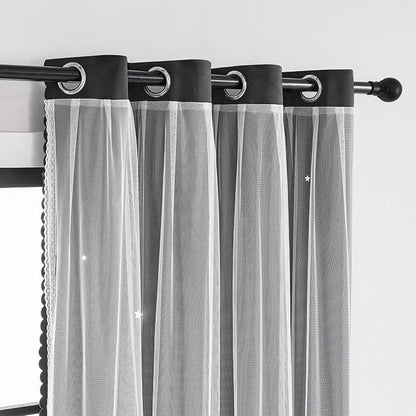 XiDi Curtains for Bedroom Decor, Rainbow Black 52/90/1 - Image 2