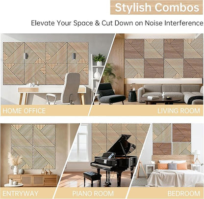 Mollywell Art Acoustic Wall Panels, 24x24 Inch 8 Pack, Wood Veneer, Sound - Image 6