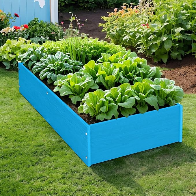 HDPE Raised Garden Bed 47.24 * 24.4 * 9.65 in,Vegetable Planter Bed Outdoor,Elevated Horticulture Planter Bed,Waterproof,Rot-Resistant and Non-Cracking Above Ground Garden Bed(Pacific Blue)