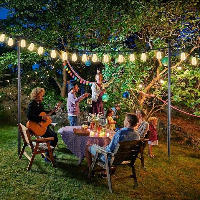 Lightdot Outdoor String Light Poles, 9FT Metal Patio Light Poles Post for Outside with Fork for Outside Hanging Backyard Garden, Deck Lighting Stand for Parties, Wedding, Halloween Decor -6Pack