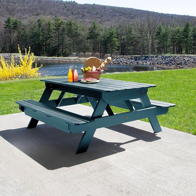 highwood Hometown Picnic Table, 6 Foot, Nanatucket Blue