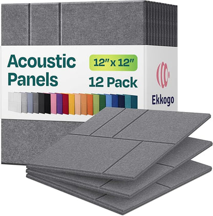 Acoustic Panels 12-Pack Soundproof Wall Panels 12"x12"x0.4" Decorative Sound by EkkogoAcousticPanels