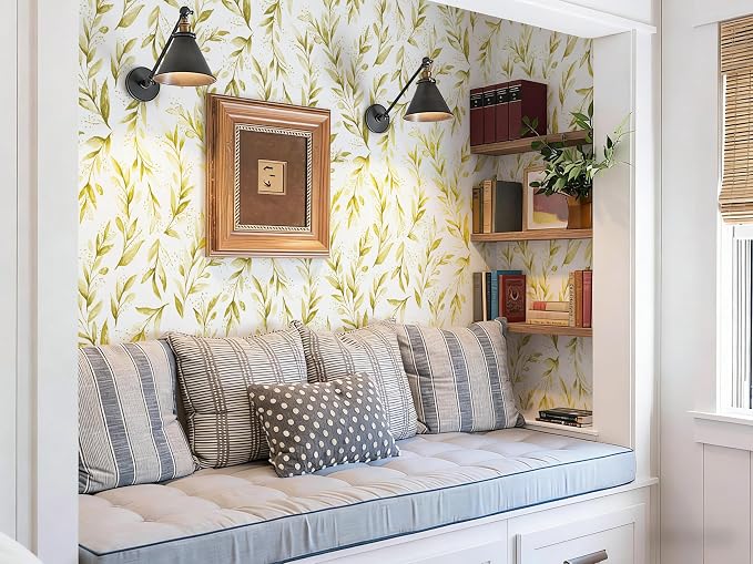 Livebor Leaf Peel and Stick Wallpaper Olive Leaf Contact Paper17.7in x 196.8in - Image 3