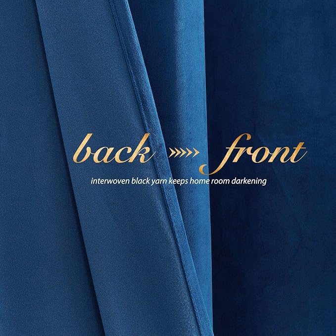 NICETOWN Blue Velvet Curtain Panels 84 inch Long, Luxury Rod Pocket Window - Image 5