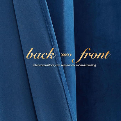 NICETOWN Blue Velvet Curtain Panels 84 inch Long, Luxury Rod Pocket Window - Image 5