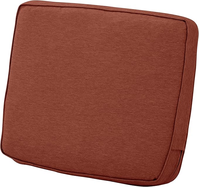 Classic Accessories Montlake Water-Resistant 21 x 22 x 4 Inch Patio Lounge Back Cushion, Heather Henna Red, Outdoor Loveseat Cushions