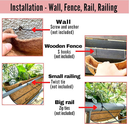 LaLaGreen Wall Hanging Planters, 2 Pack, 12 Inch Wall Mounted Flower Baskets - Image 3