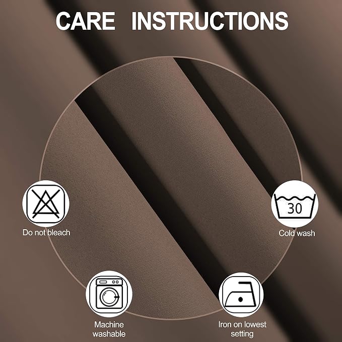LEMOMO Chocolate Brown Thermal Blackout Curtains/52 x 72 Inch/Set of 2 Panels - Image 4