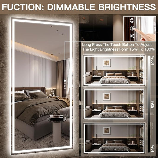 FENNIO Full Length Mirror with Lights, Free Standing Lighted Floor Mirror - Image 2