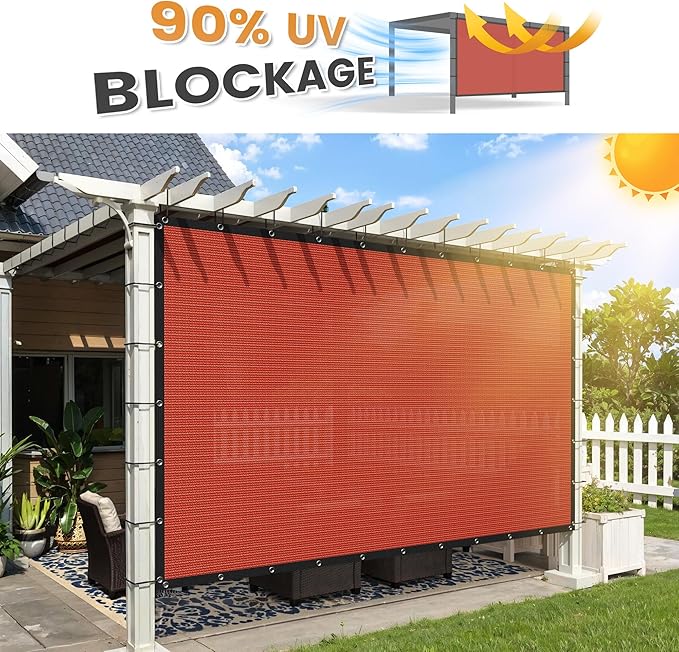 VICLLAX Shade Fabric Sun Shade Cloth with Every 2 FT Grommets for Patio Garden Pergola Cover Canopy 17x18 FT, Rust Red