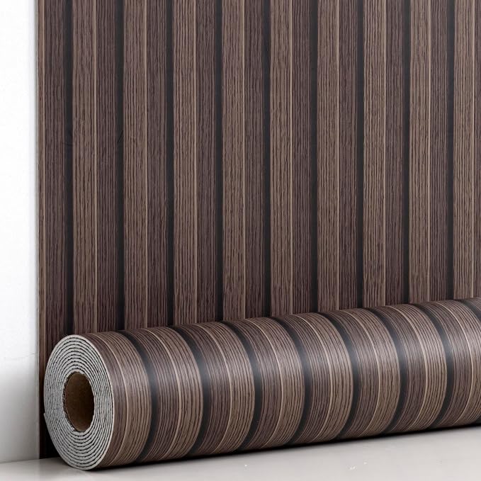 Haimin Wood Grain Slat Wall Panels Peel and Stick Faux Wood Thick Wallpaper by HaiminHomeDecorWallpaper