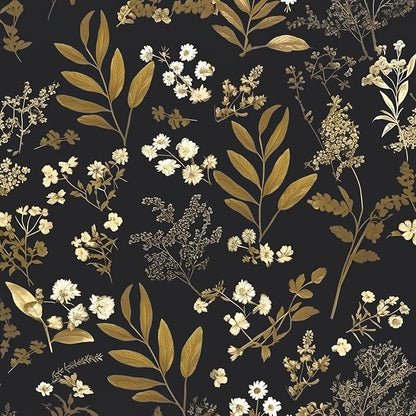 Laatse Gothic Wallpaper Peel and Stick Dark Floral Wallpaper 17.5in x 78.7in by Laatse