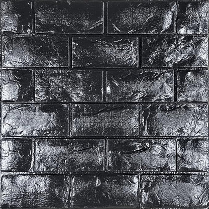 YU LI 3DH 3D Wall Panels Peel and Stick 11PCS Black Foam Brick Wallpaper by YULI3DH