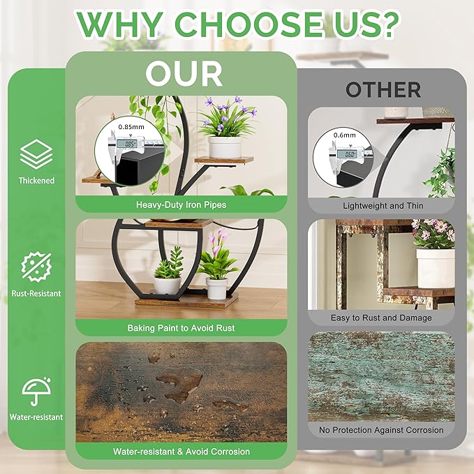 Plant Stand Indoor with Grow Lights - 2 Pack Indoor Plant Shelf, 6 Tiered Corner Plant Stands for Indoor Plants, Swan-Shaped Plant Holder, Metal Flower Display Rack for Living Room, Patio Decor（Black)