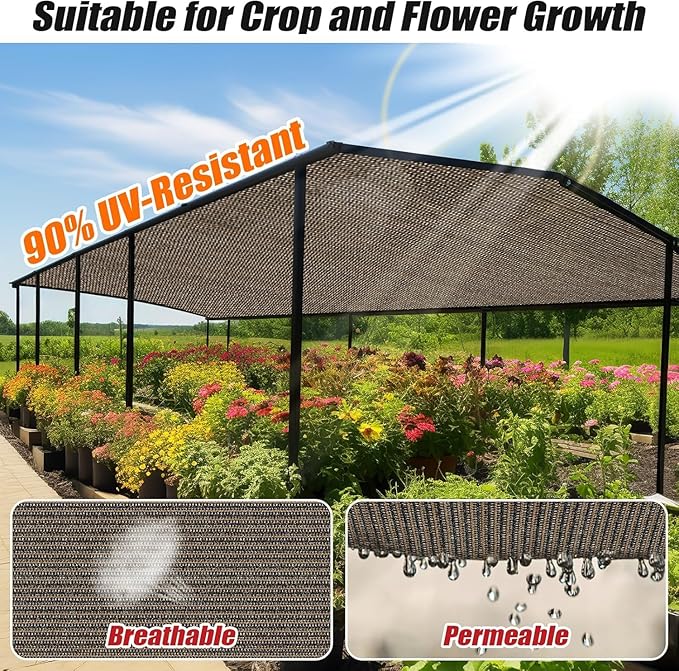 Outdoor 90% Sun Shade Cloth with Grommets, 9 X 20 FT Pergola Shade Cover for Garden Patio Carport Kennel Swimming Pool, Mocha (We Make Custom Size)