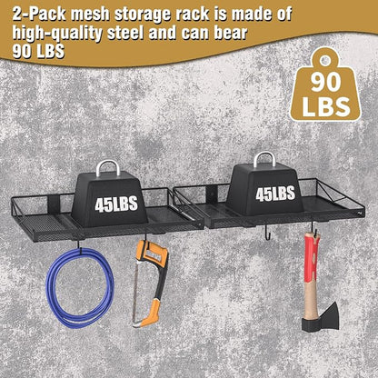 2 Pack Garage Wall Shelf, Garage Wall Mounted Shelving, Heavy Duty Floating - Image 6