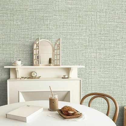 Green Grasscloth Peel and Stick Wallpaper 17.3"x300" Faux Linen Textured - Image 5