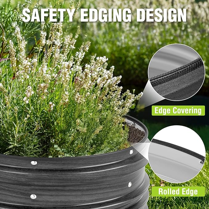 WORKPRO 3Pcs 2x2x1ft Galvanized Raised Garden Bed Set, Rust & Corrosion Protection, Easy Assembly, Safe Edge, Ideal for Vegetables & Flowers, Black