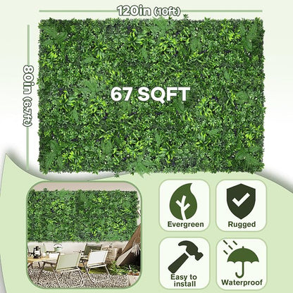 Artificial Green Boxwood Grass Wall Roll: 80"x120" UV Protected Ivy Privacy - Image 2