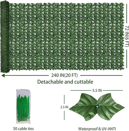 ODTORY Artificial Fence Privacy Screen: 6FT x 20FT UV-Anti Faux Greenery - Image 2