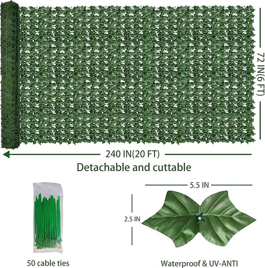 ODTORY Artificial Fence Privacy Screen: 6FT x 20FT UV-Anti Faux Greenery - Image 2
