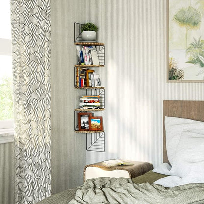 Love-KANKEI Corner Shelf Wall Mount of 5 Tier Rustic Wood Floating Shelves Wall - Image 4