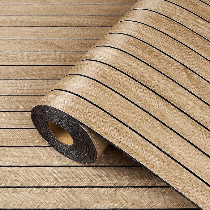 ReWallpaper 24in X 16.5ft Light Oak Wood Wall Panels Peel and Stick Slat Wall - Image 7