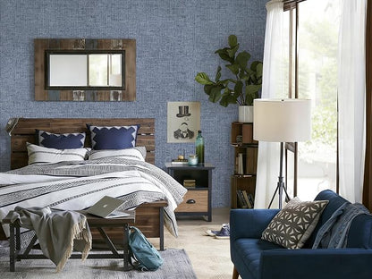 Blue Grasscloth Peel and Stick Wallpaper Textured Contact Paper 15.7in x - Image 7