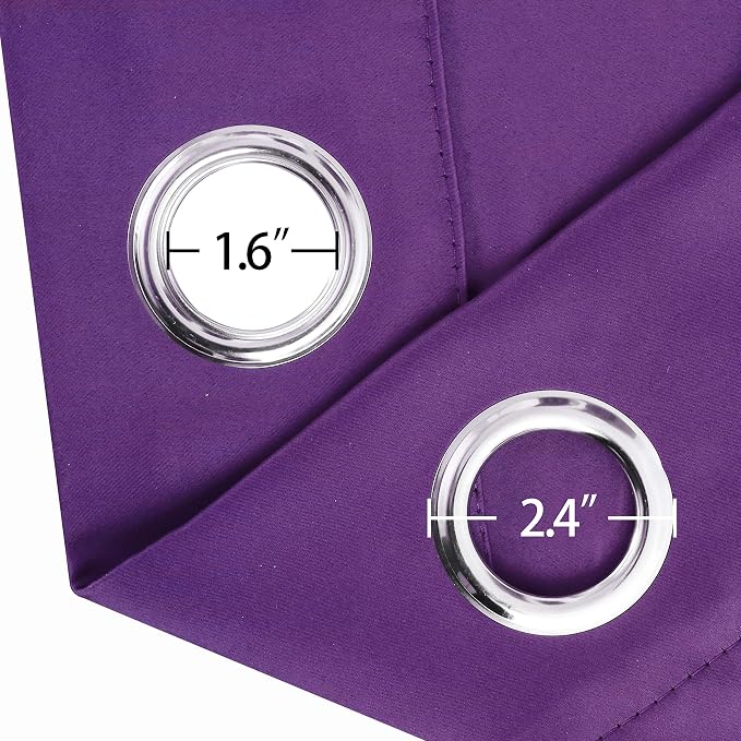 LEMOMO Purple Thermal Blackout Curtains/38 x 84 Inch/Set of 2 Panels Room - Image 6
