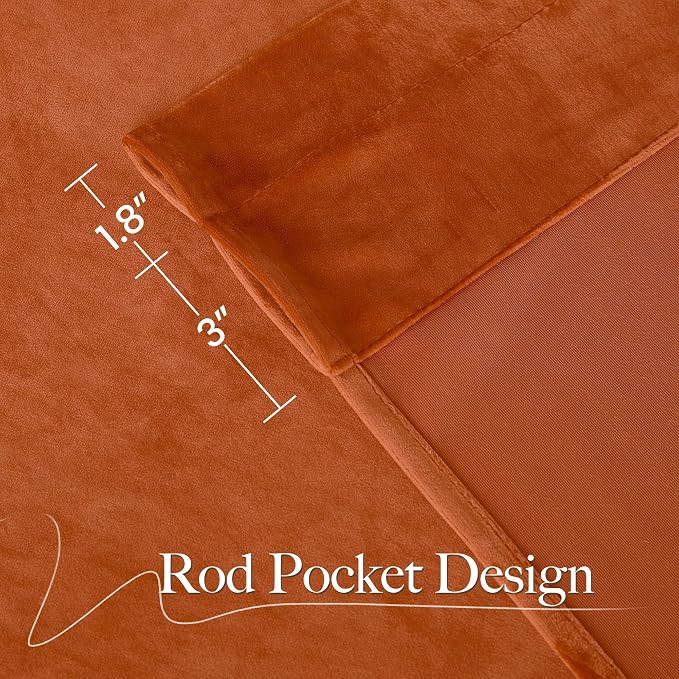 NICETOWN Orange Velvet Curtains 84 inch Long - Image 7