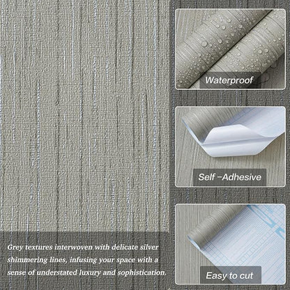 Grey Grasscloth Wallpaper Peel and Stick Textured Wallpaper - Image 2