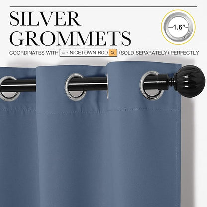 NICETOWN Stone Blue Room Darkening Curtain Panels 86" Length - Image 3