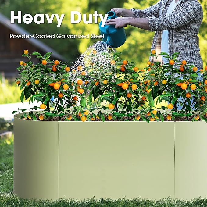 Worth Garden Heavy Duty Galvanized Steel Raised Garden Bed Kit with Powder Coated Olive Green Finish - 48" L. x 24" W. x24 H. - Metal Planter Box for Vegetables, Flowers, Herbs - Outdoor Gardening