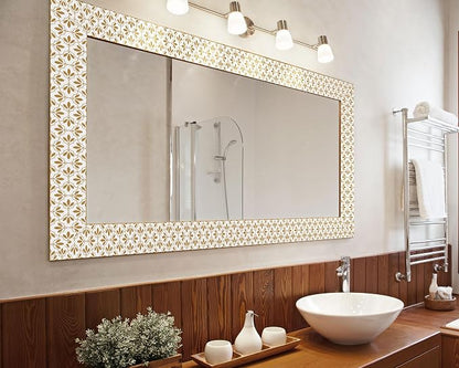 FLFK Wallpaper Border Gold and White Patterns Peel and Stick Wall Border Self - Image 6