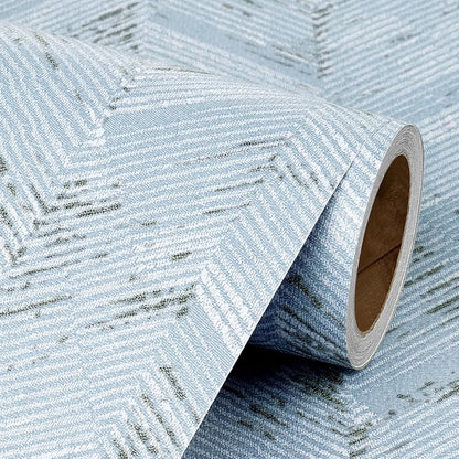 Livelynine Blue Fabric Wallpaper Peel and Stick Prepasted Herringbone Faux by Livelynine