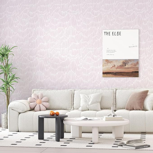 Theper Pink Striped Wallpaper Peel and Stick Wallpaper Boho 17.3"×197" Simple - Image 2