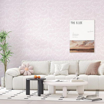 Theper Pink Striped Wallpaper Peel and Stick Wallpaper Boho 17.3"×197" Simple - Image 2