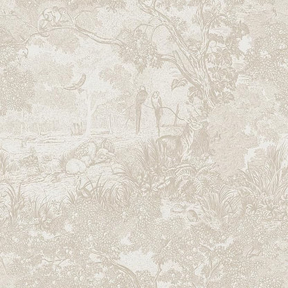 Heroad Peel and Stick Wallpaper Beige Neutral Vintage Forest Animals Floral by HeroadBrand