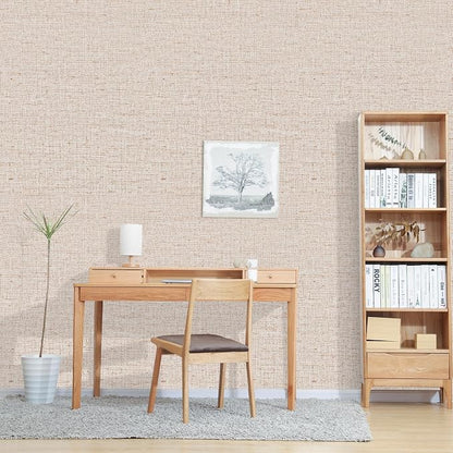 15.75"x590.6" Beige Grasscloth Wallpaper Peel and Stick Removable Textured Wall - Image 6