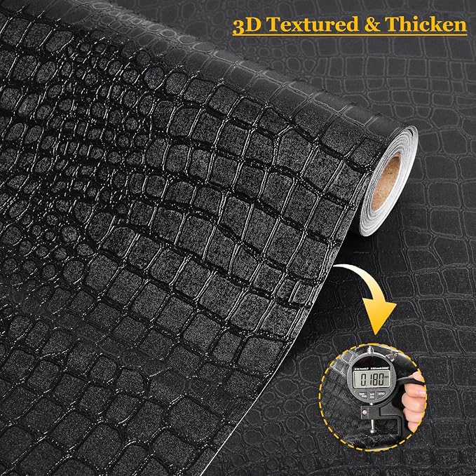 Fititem Black Peel and Stick Wallpaper 393inL 17.3inW Black Contact Paper - Image 4