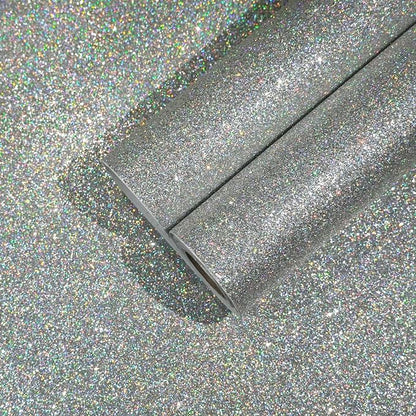 CHIHUT Peel and Stick Silver Holographic Glitter Wallpaper by CHIHUT